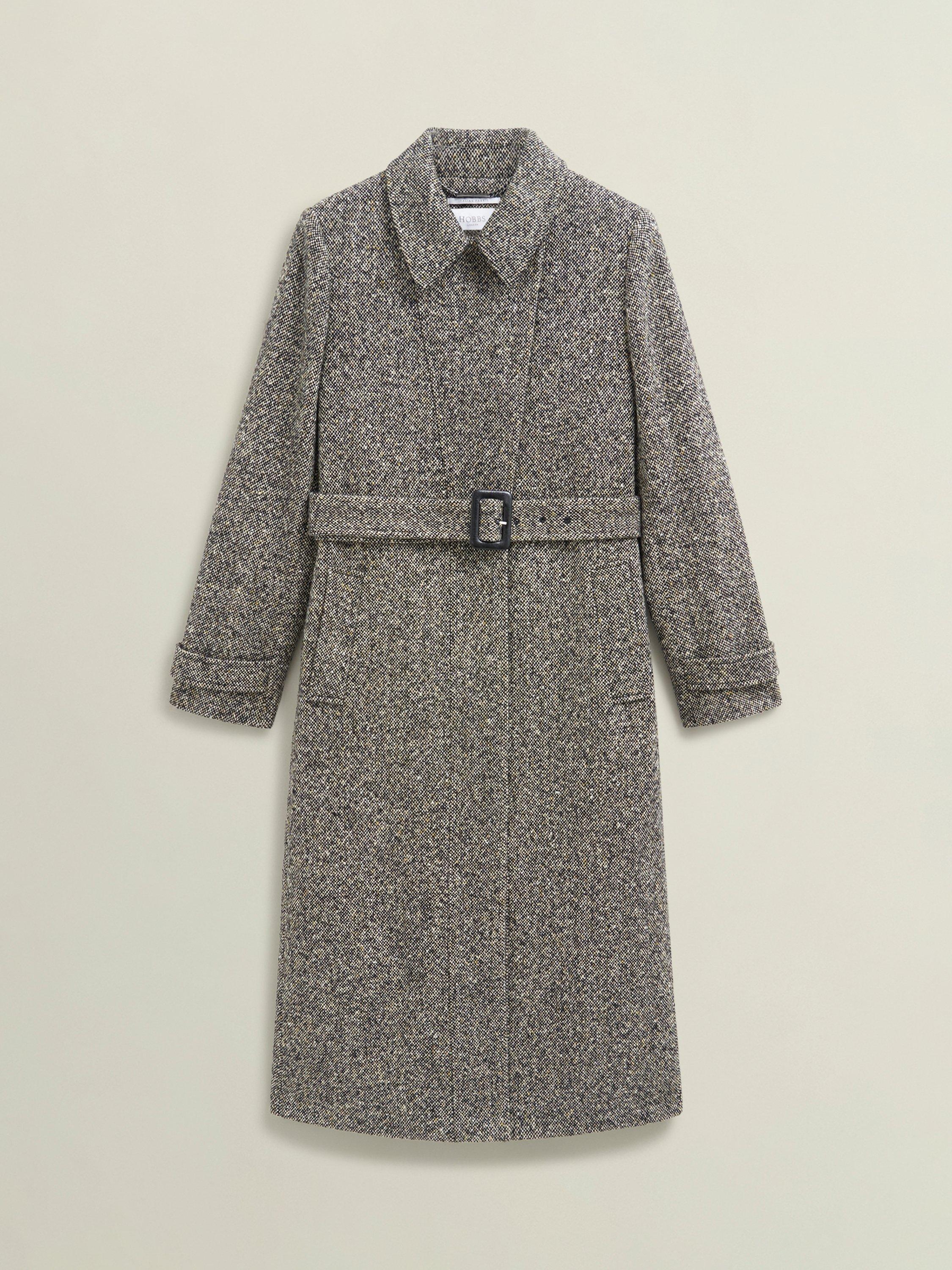 Product image 4 of 7, which shows Hobbs Petite Wendy Wool Rich Coat, Black/Ivory, 10