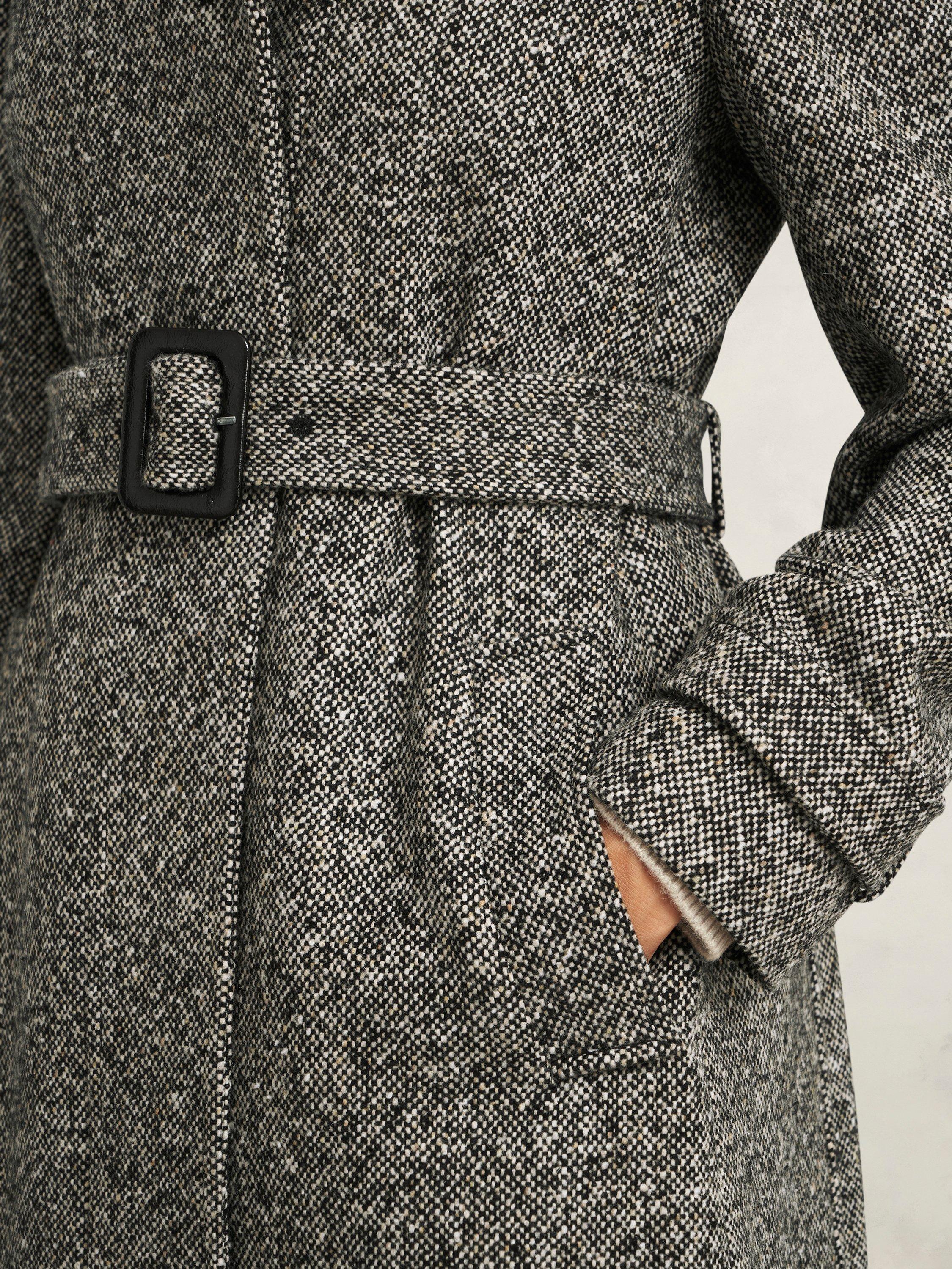 Product image 5 of 7, which shows Hobbs Petite Wendy Wool Rich Coat, Black/Ivory, 10