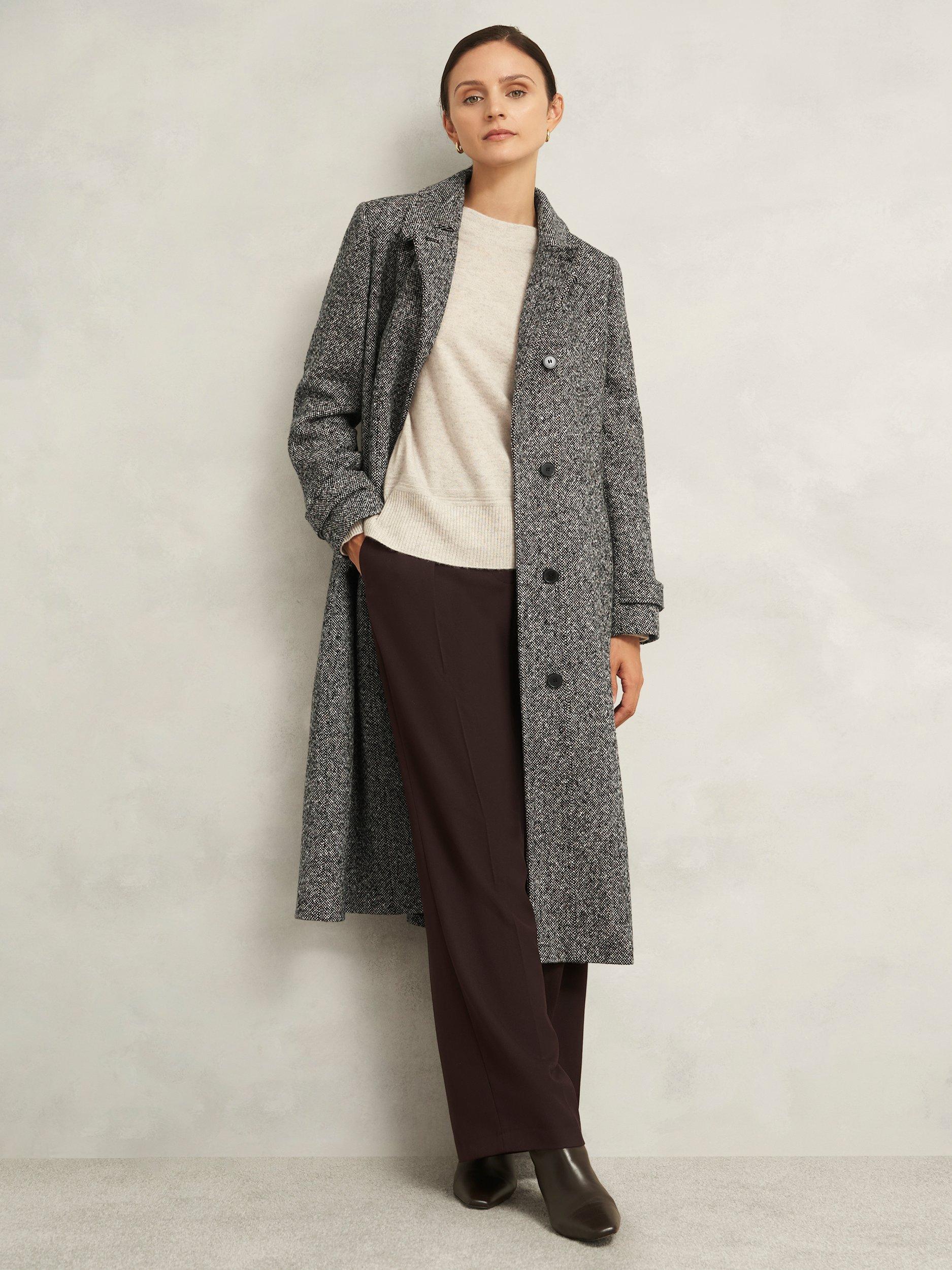 Product image 6 of 7, which shows Hobbs Petite Wendy Wool Rich Coat, Black/Ivory, 10
