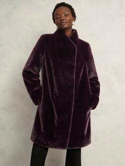 Hobbs Tarini Faux Fur Coat, Wine