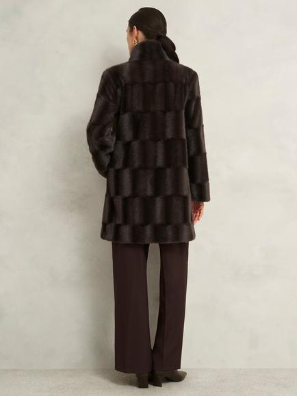 Hobbs Rosanne Faux Fur Coat, Alder Brown - view 2, Alder Brown