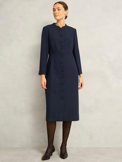 Hobbs Berkely Long Sleeve Midi Dress, Navy