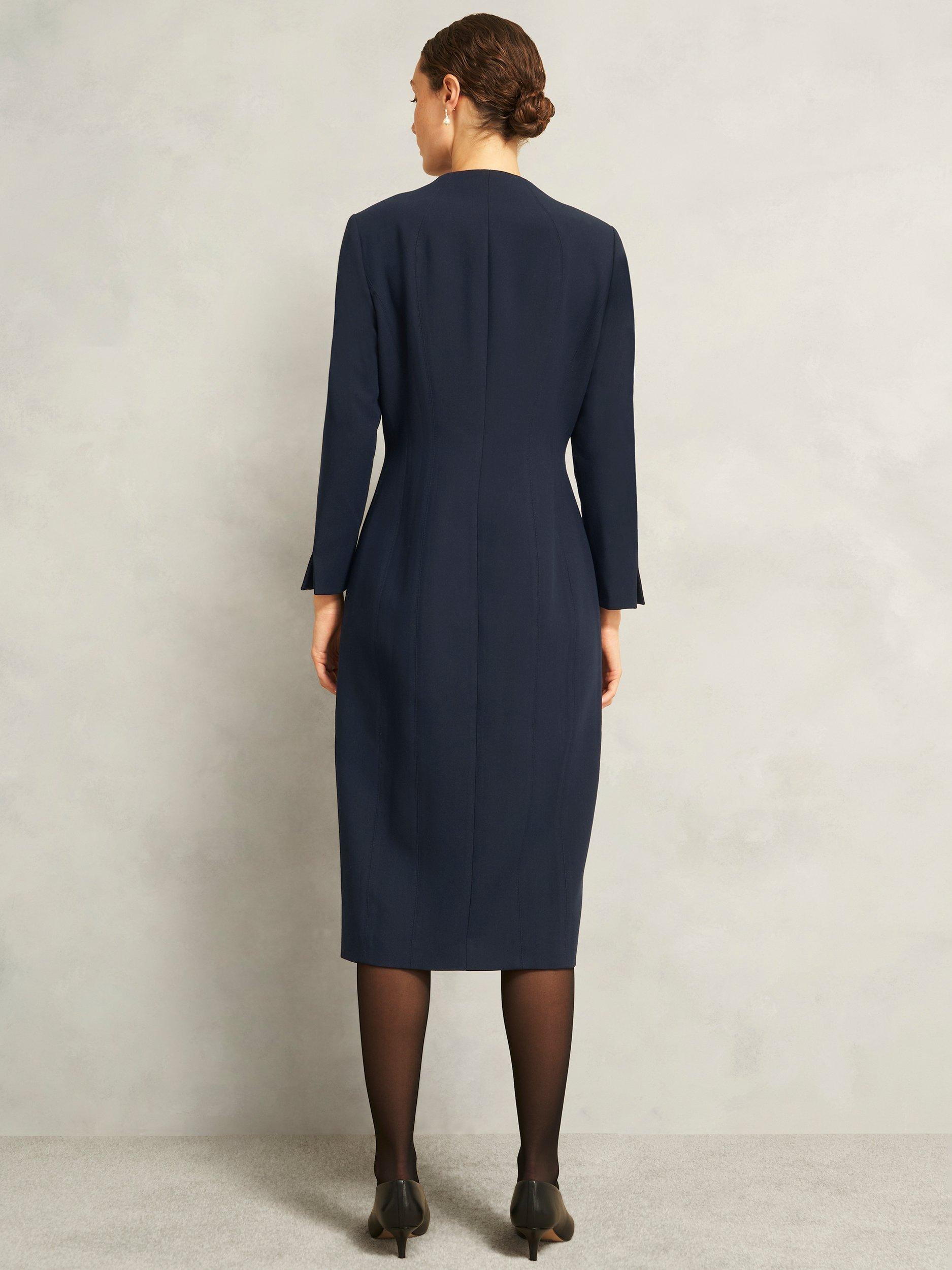 Product image 2 of 6, which shows Hobbs Berkely Long Sleeve Midi Dress, Navy, 10
