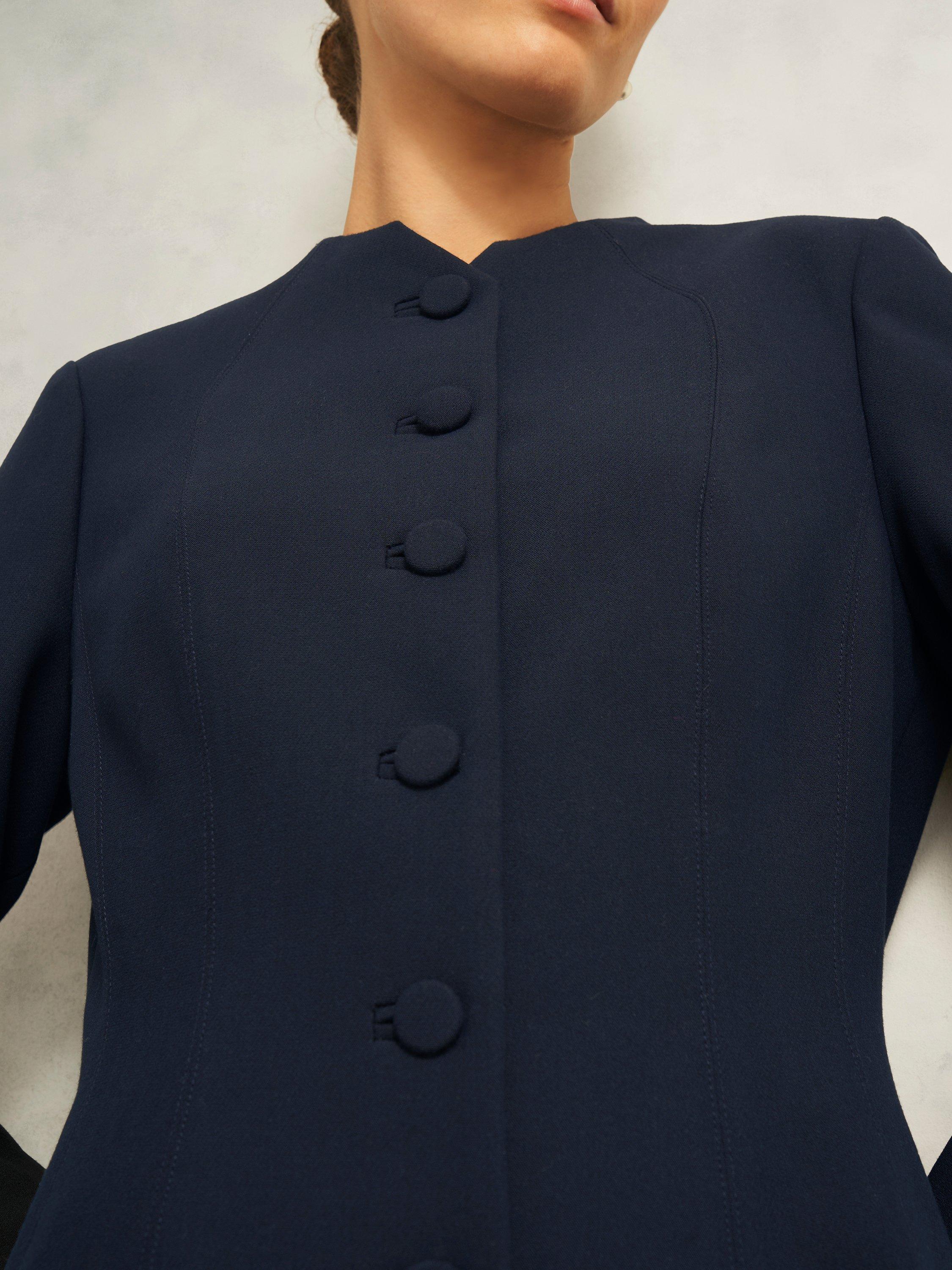 Product image 3 of 6, which shows Hobbs Berkely Long Sleeve Midi Dress, Navy, 10