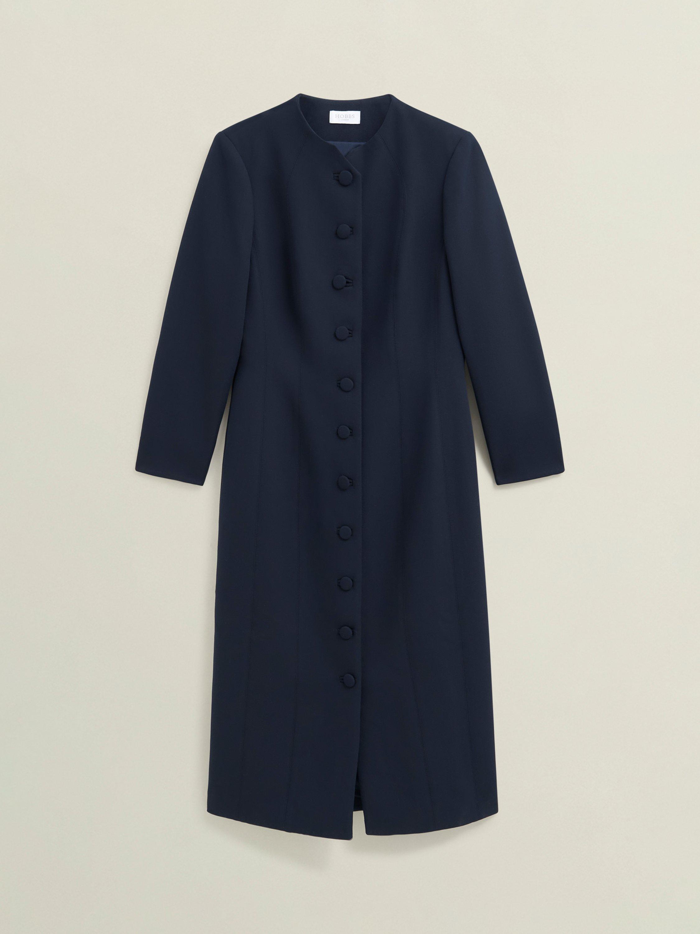 Product image 4 of 6, which shows Hobbs Berkely Long Sleeve Midi Dress, Navy, 10