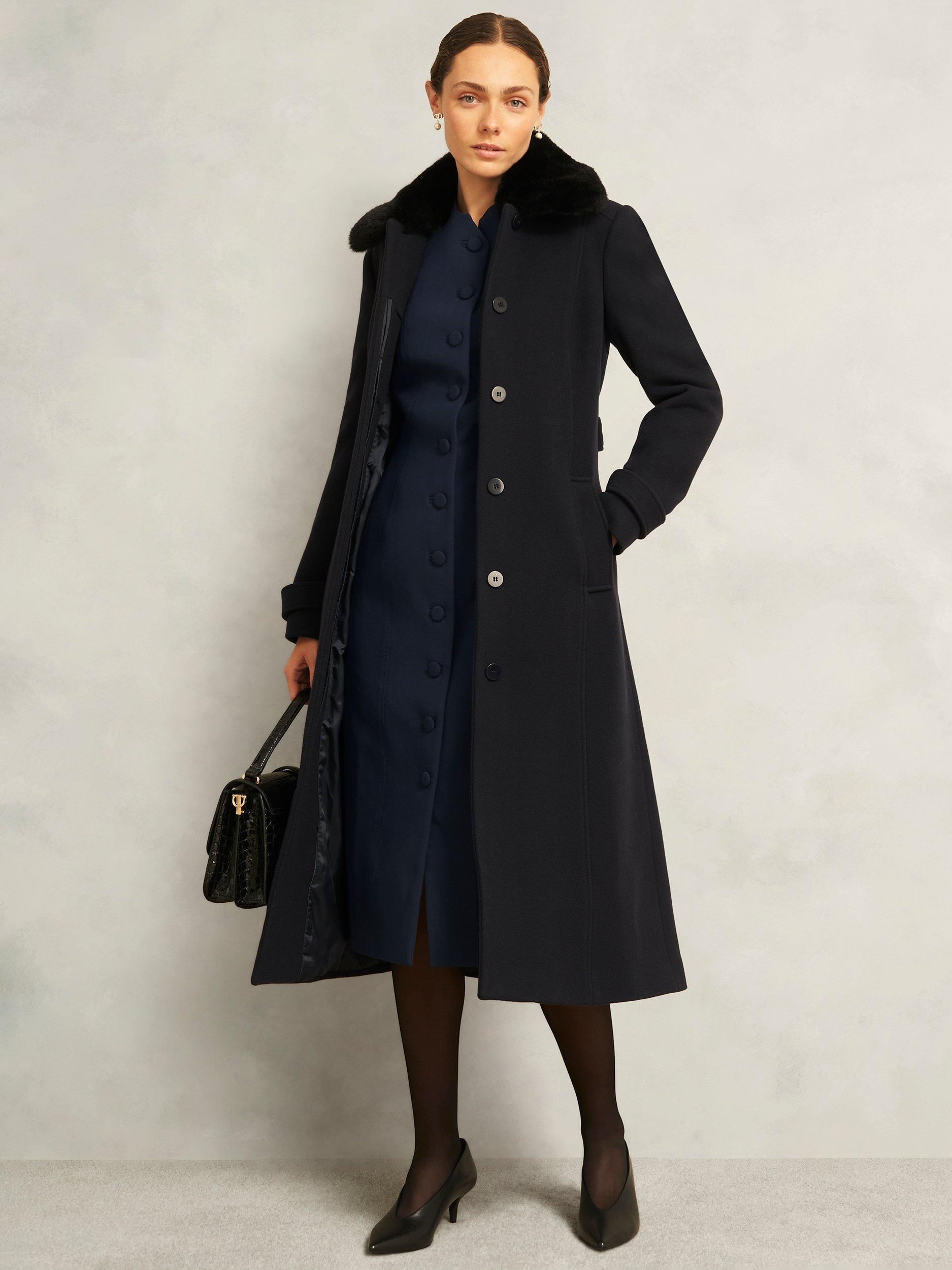 Product image 5 of 6, which shows Hobbs Berkely Long Sleeve Midi Dress, Navy, 10