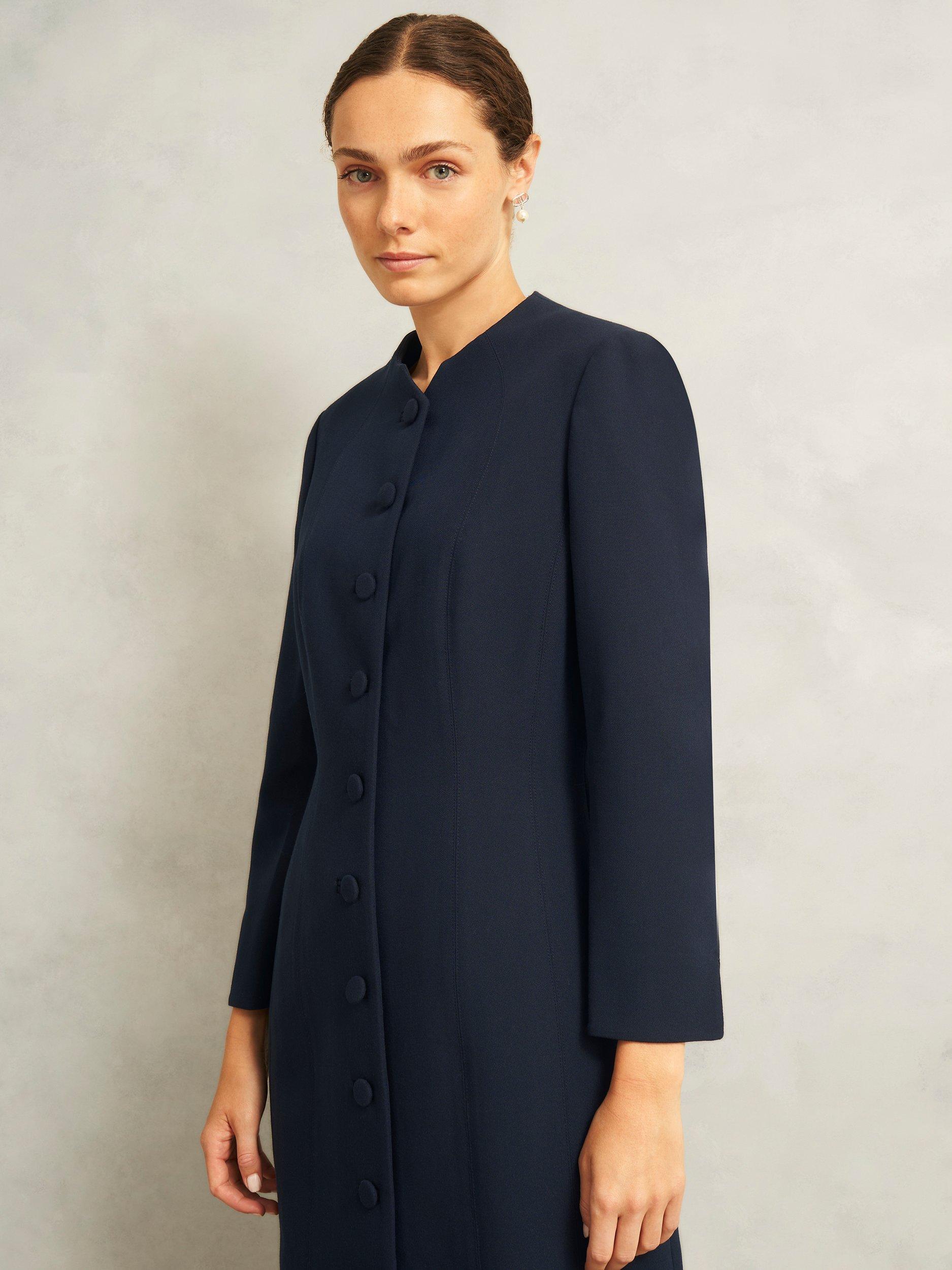Product image 6 of 6, which shows Hobbs Berkely Long Sleeve Midi Dress, Navy, 10
