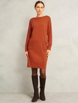 Hobbs Devora Wool Blend Jumper Dress, Orange