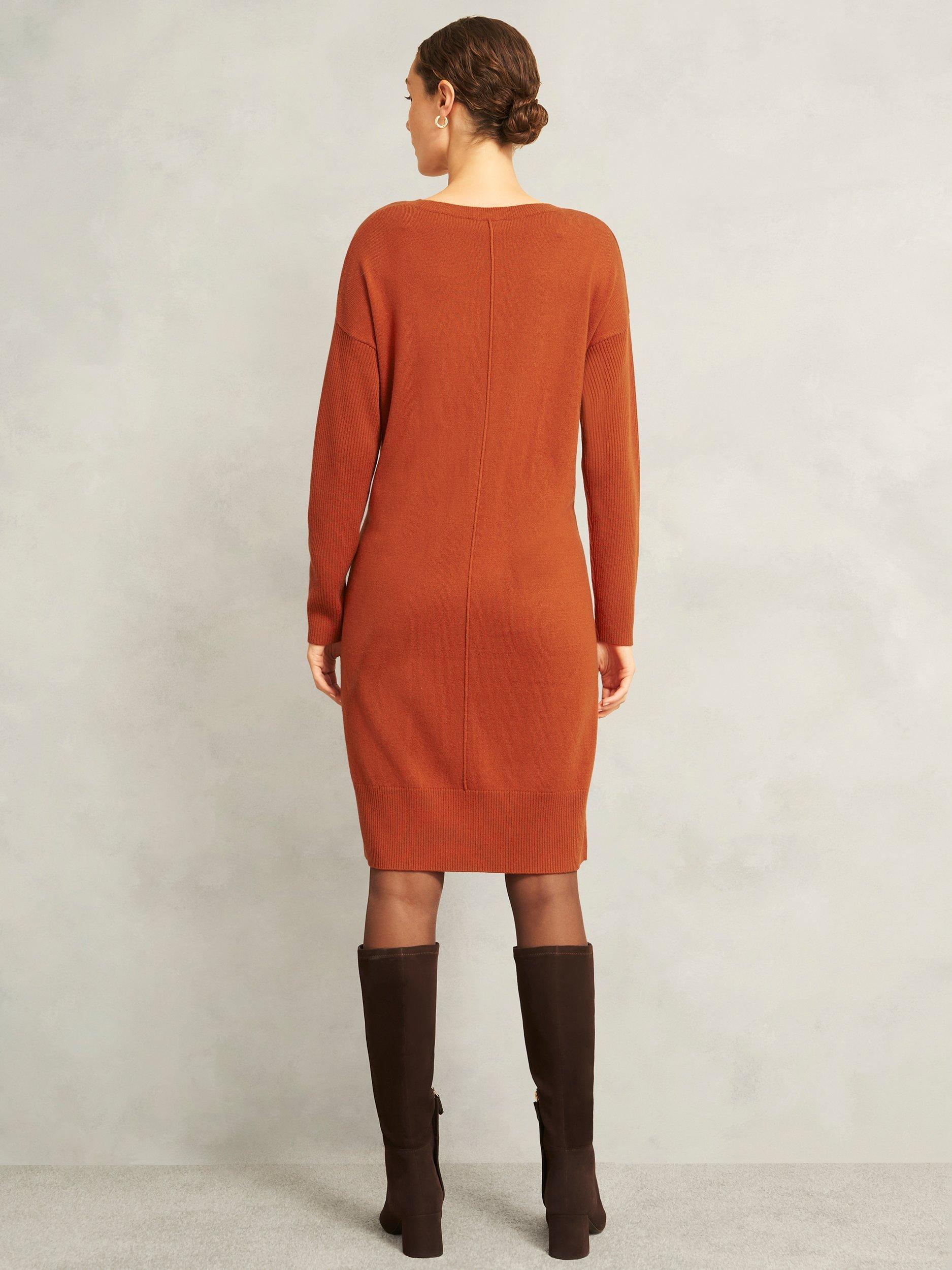 Product image 2 of 4, which shows Hobbs Devora Wool Blend Jumper Dress, Orange, XS