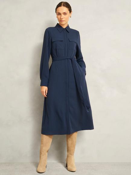 Hobbs Hadley Stripe Shirt Dress, Midnight/Ivory, Midnight/Ivory