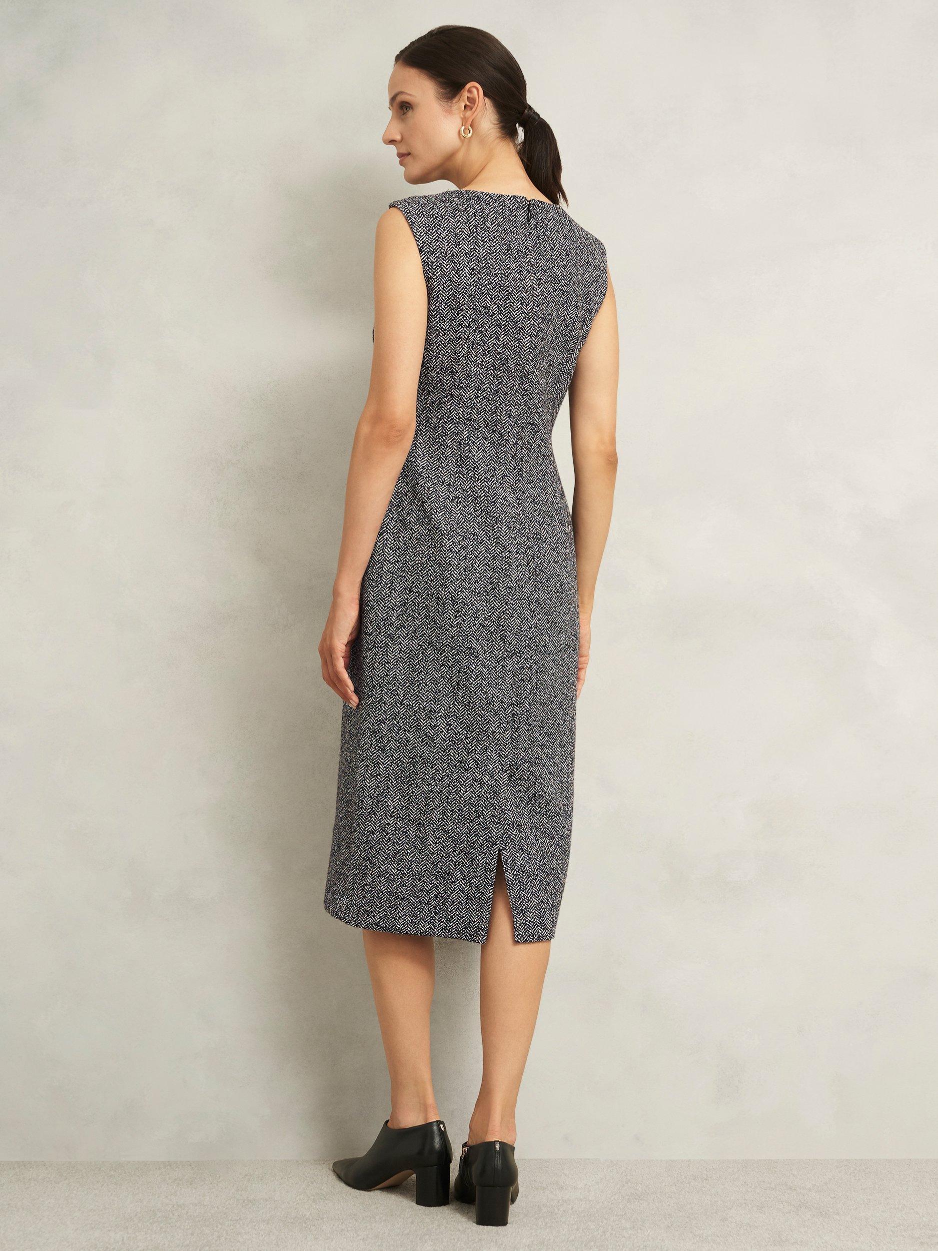 Product image 2 of 5, which shows Hobbs Marlyn Wool Blend Dress, Black/White, 10