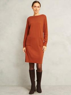 Hobbs Petite Devora Wool Blend Jumper Dress, Sienna Orange, Sienna Orange