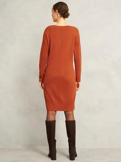Hobbs Petite Devora Wool Blend Jumper Dress, Sienna Orange - view 2, Sienna Orange