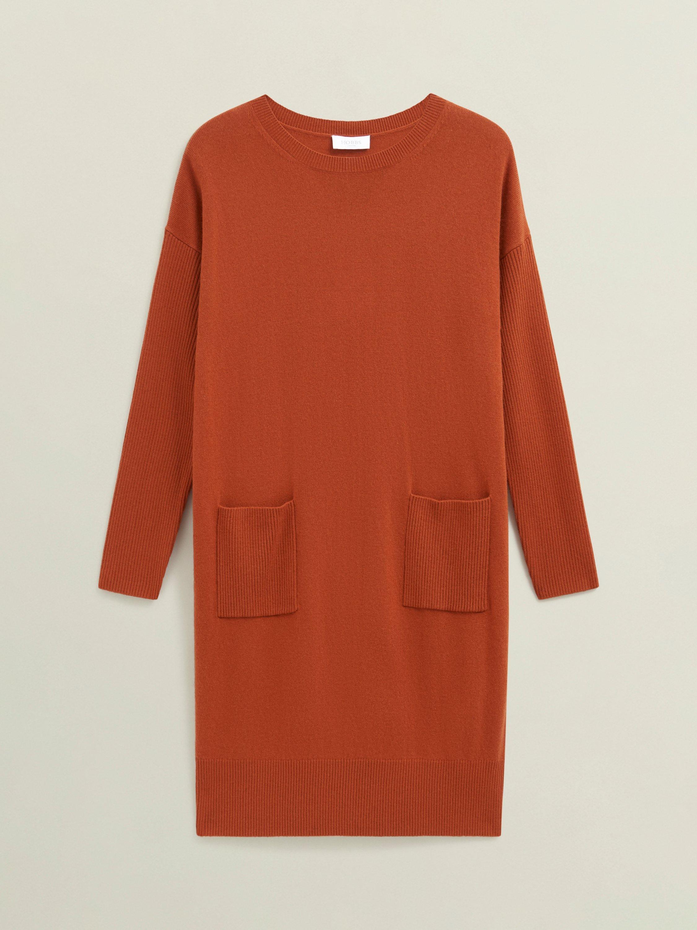 Product image 4 of 4, which shows Hobbs Petite Devora Wool Blend Jumper Dress, Sienna Orange, L