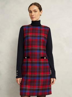 Hobbs Petite Ingrid Tartan Pure Wool Dress, Red/Multi, Red/Multi