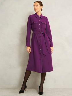 Hobbs Petite Violet Shirt Midi Dress, Vibrant Purple, Vibrant Purple
