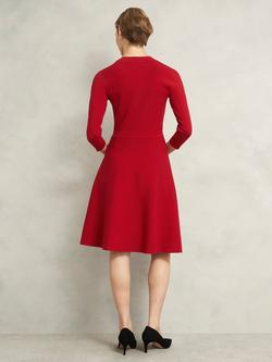 Hobbs Petite Scarlett Fit and flare Knitted Dress, Pomegranate Red - view 2, Pomegranate Red
