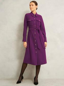 Hobbs Violet Midi Shirt Dress, Vibrant Purple, Vibrant Purple