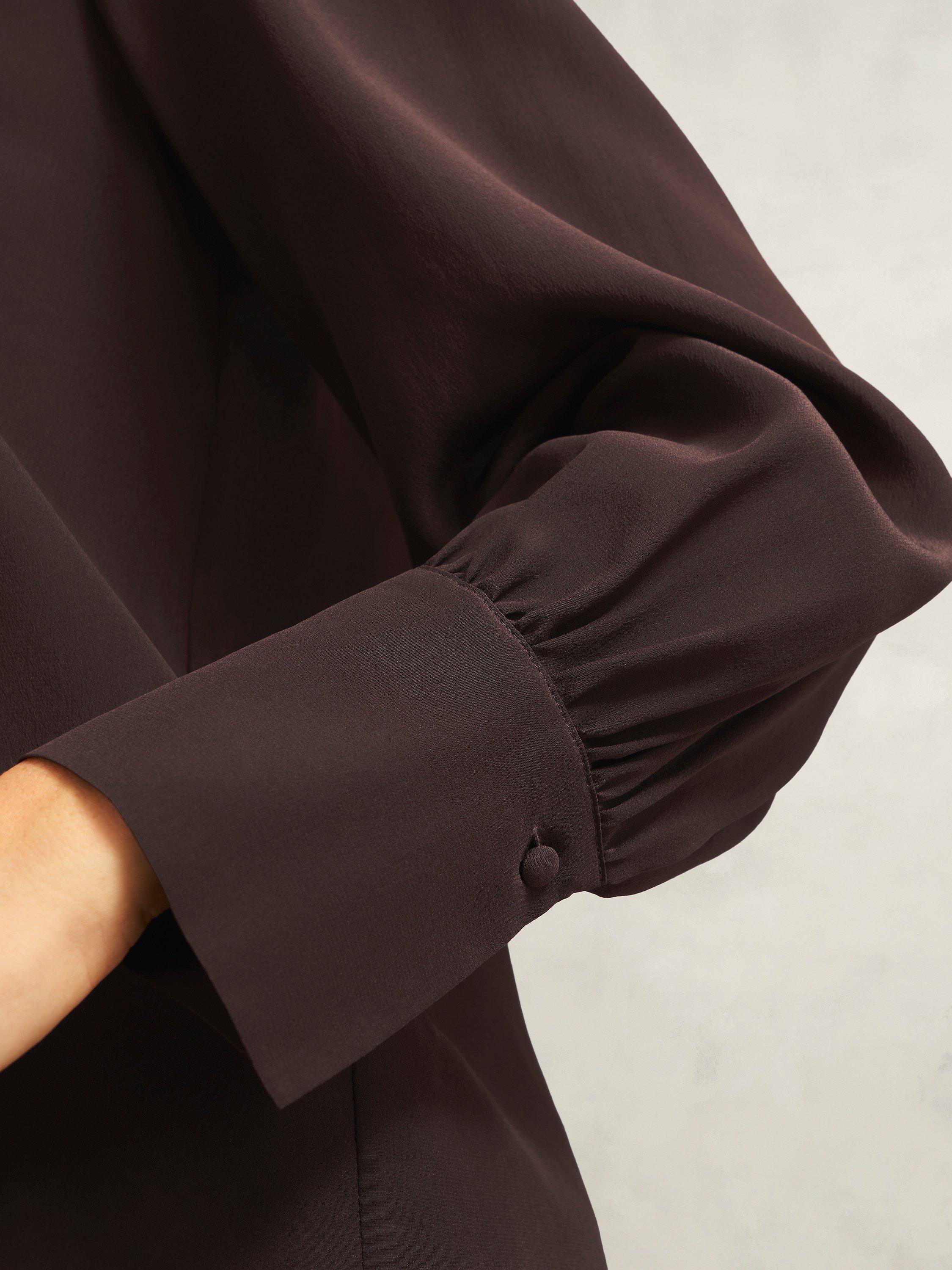 Product image 6 of 7, which shows Hobbs Debby Pure Silk Blouse, Dark Brown, 10