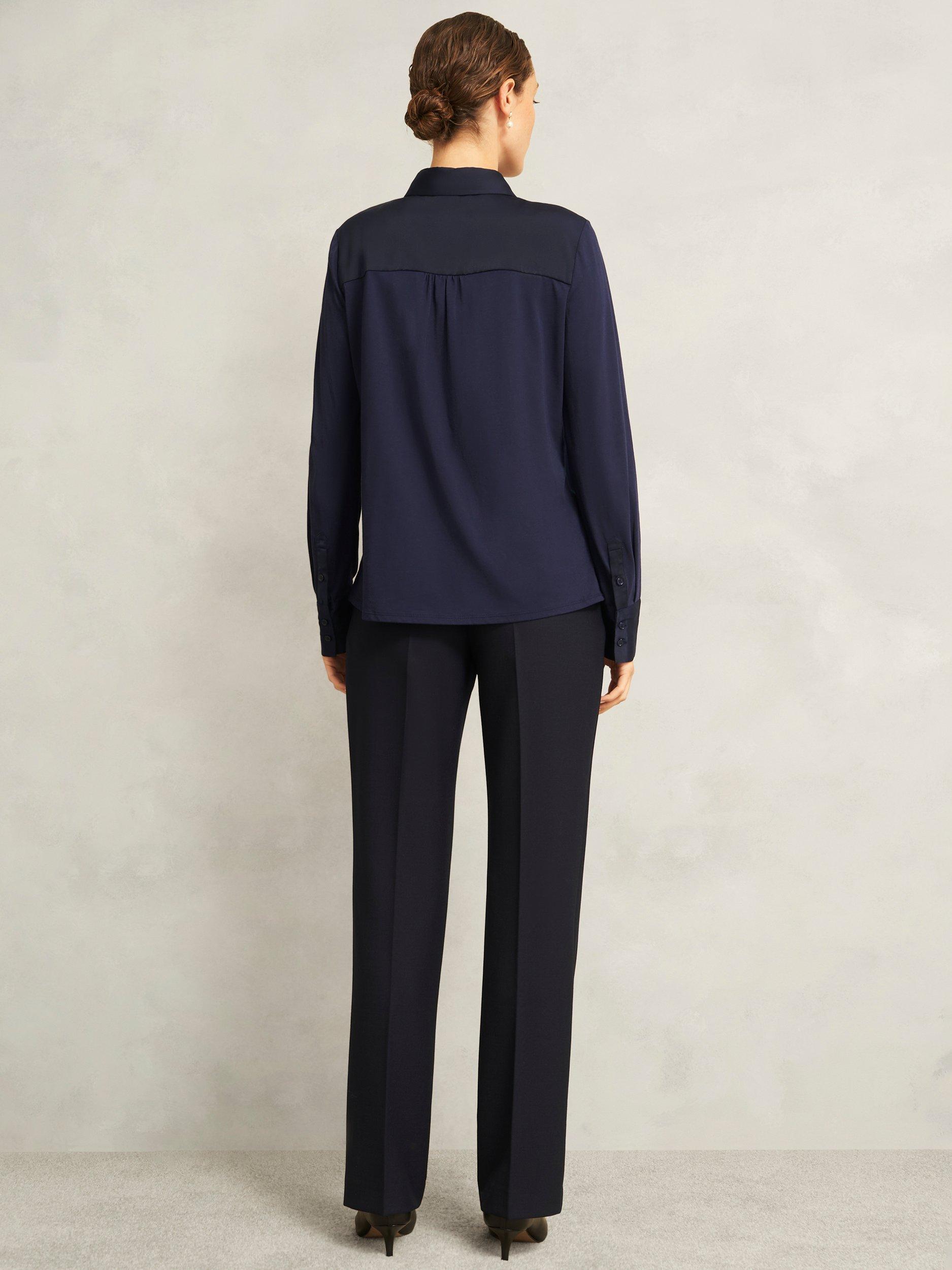 Product image 2 of 6, which shows Hobbs Evianna Long Sleeve Shirt, Navy, L