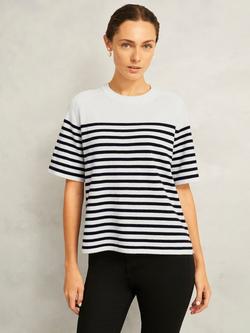 Hobbs Demi Stripe Wool Blend Knit Top, Ivory/Navy, Ivory/Navy