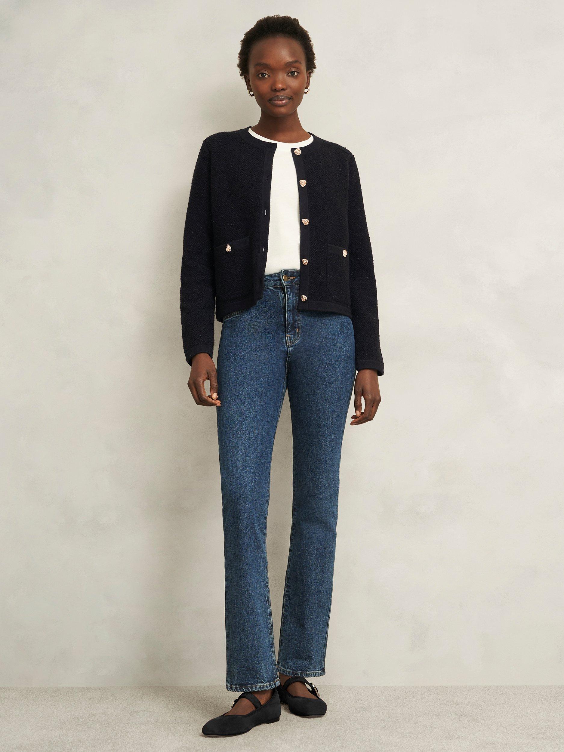 Product image 5 of 5, which shows Hobbs Mindy Sparkle Knitted Jacket, Black, L