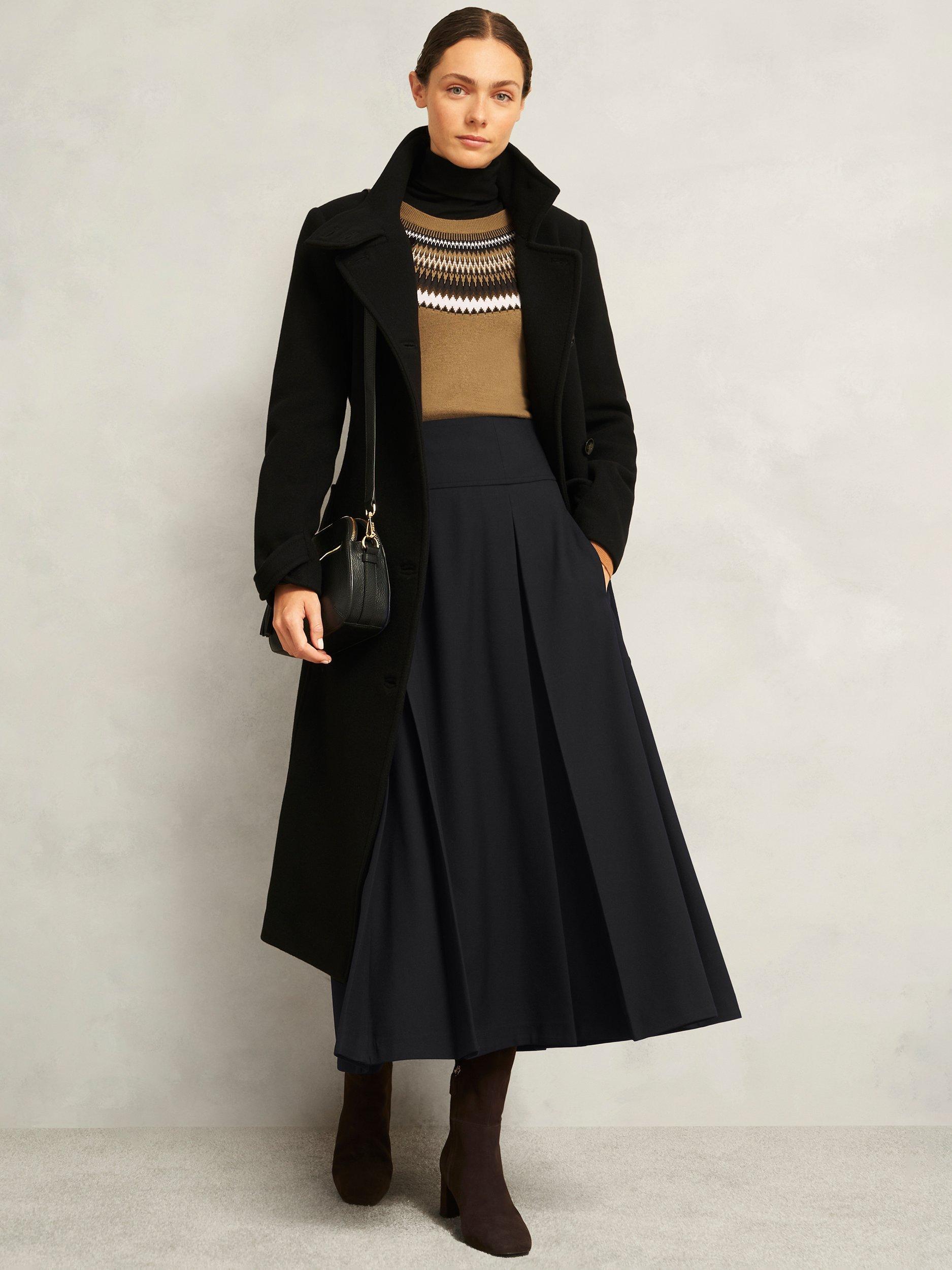 Product image 6 of 6, which shows Hobbs Berkely Inverted Pleat Circle Skirt, Black, 12