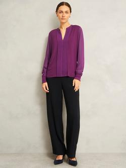 Hobbs Darcy Pintuck Long Sleeve Top, Purple, Purple