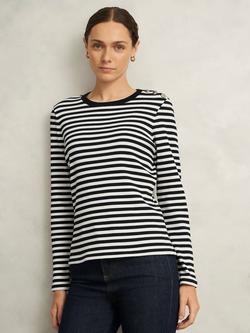 Hobbs Tamsin Shoulder Detail Top, Navy/Ivory, Navy/Ivory