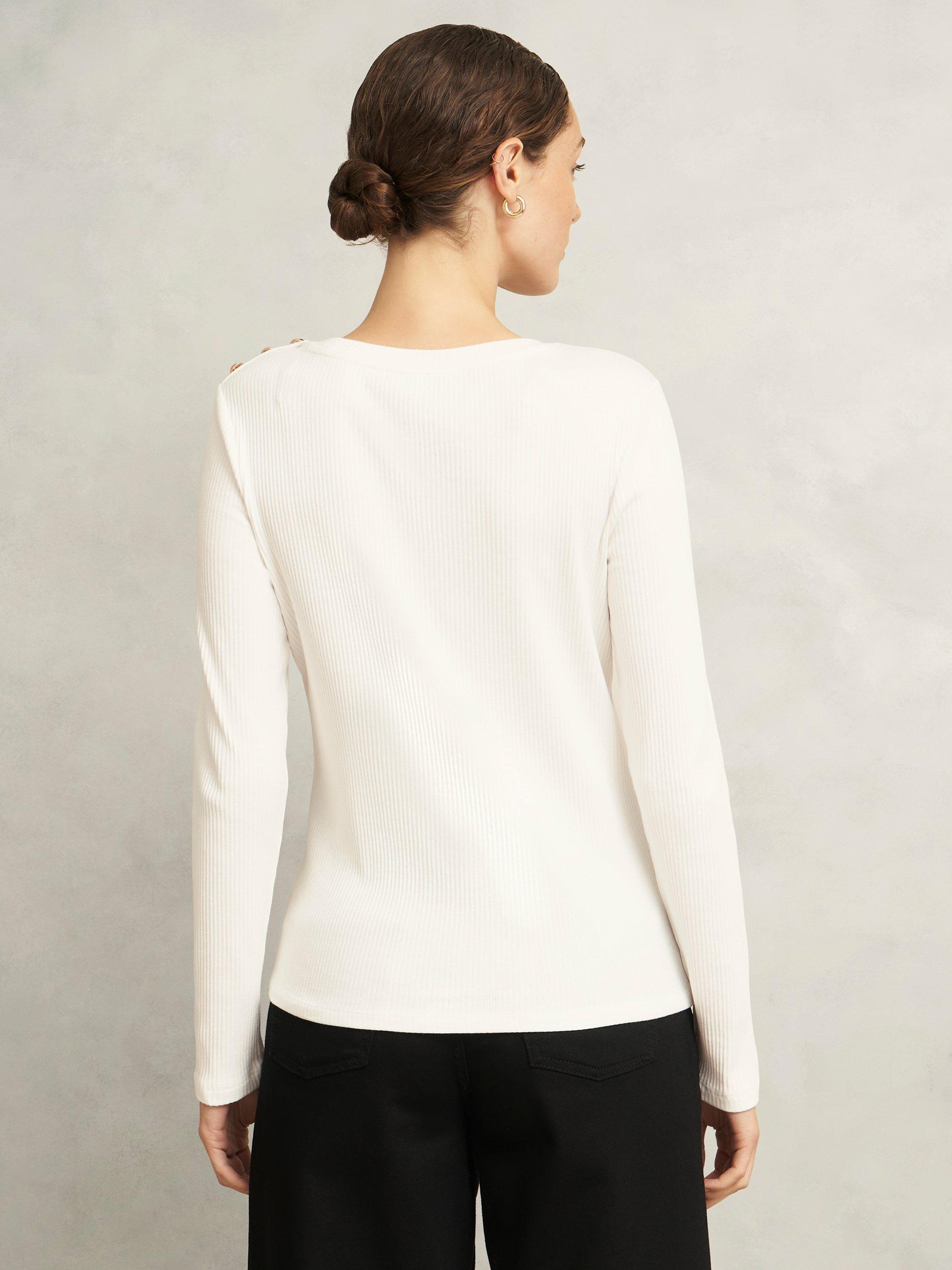 Product image 2 of 5, which shows Hobbs Tamsin Shoulder Detail Top, Ivory, S