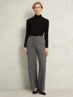 Hobbs Petite Marlyn Herringbone Wool Blend Trousers, Black/White, Black/White