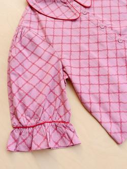 TBCo Lattice Button Through Cropped Pyjama Set - view 2, Rose/Red