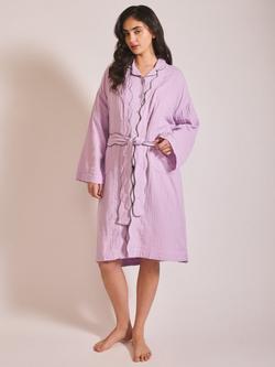TBCo Gauze Scallop Edge Dressing Gown, Lilac, Lilac