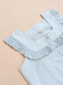 TBCo Stripe Frill Short Pyjama Set, Blue/Ivory - view 2, Blue/Ivory