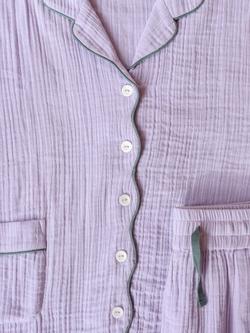TBCo Gauze Button Down Short Pyjama Set, Lilac - view 2, Lilac