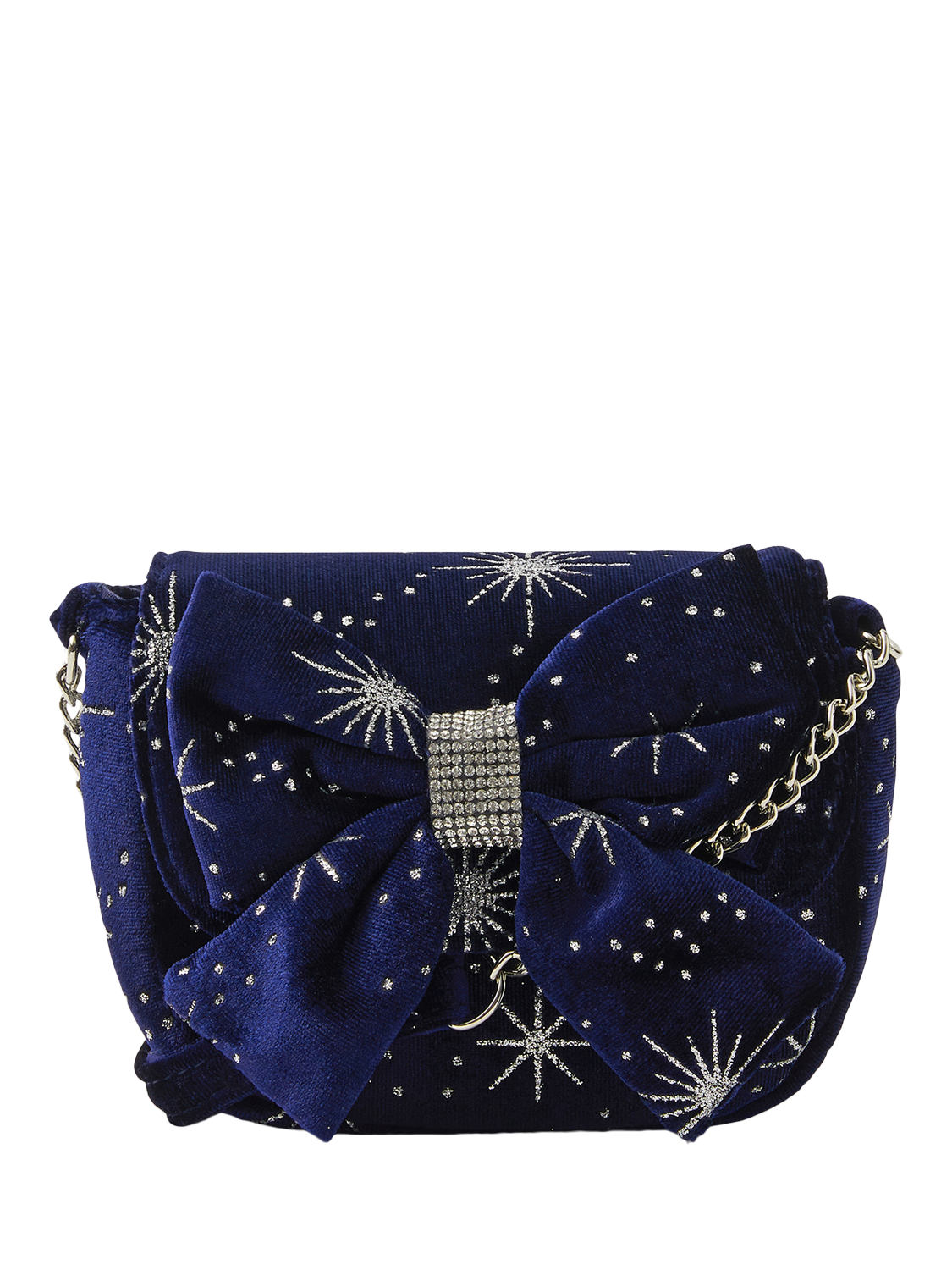 Product image 1 of 4, which shows Angels by Accessorize Kids' Cosmic Glitter Party Bag, Navy, One Size