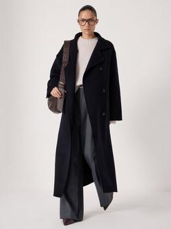 HUSH Double Faced Wool Coat, Dark Navy