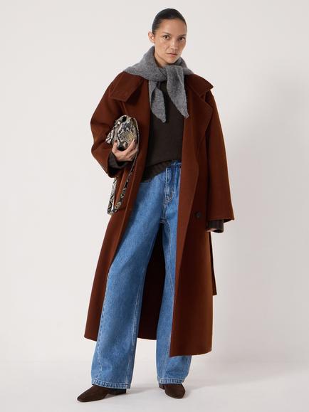 HUSH Double Faced Wool Coat, Toffee Brown