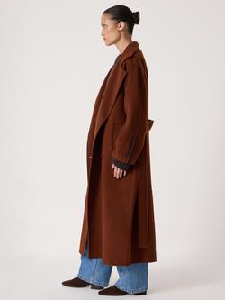 HUSH Double Faced Wool Coat - view 2, Toffee Brown