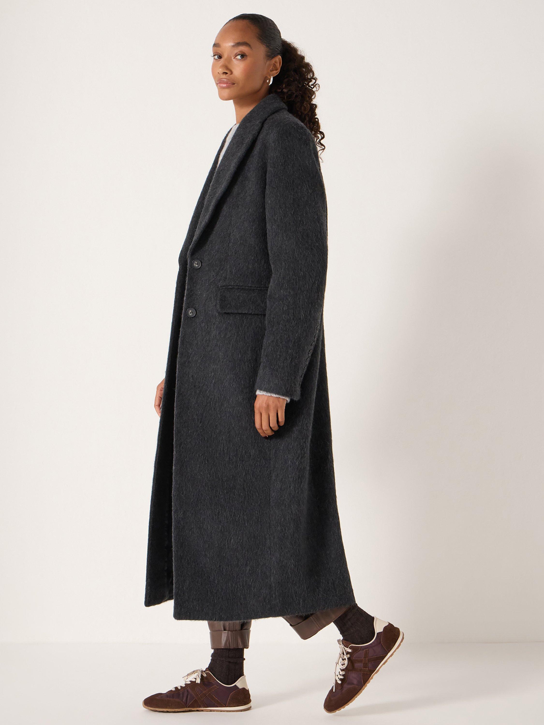 Product image 1 of 6, which shows HUSH Meridah Italian Wool Blend Coat, Blackened Pearl, 10