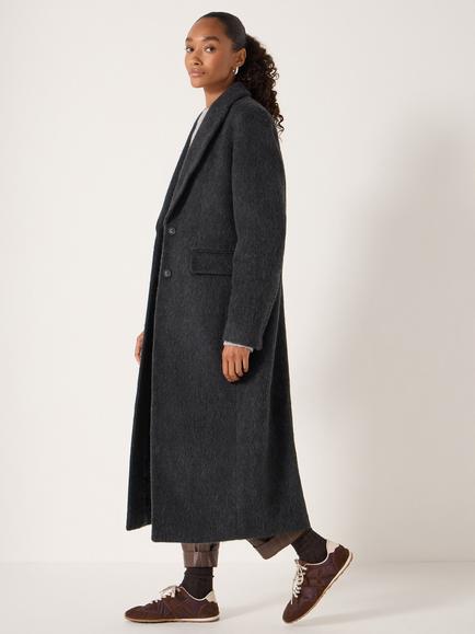 HUSH Meridah Italian Wool Blend Coat, Blackened Pearl