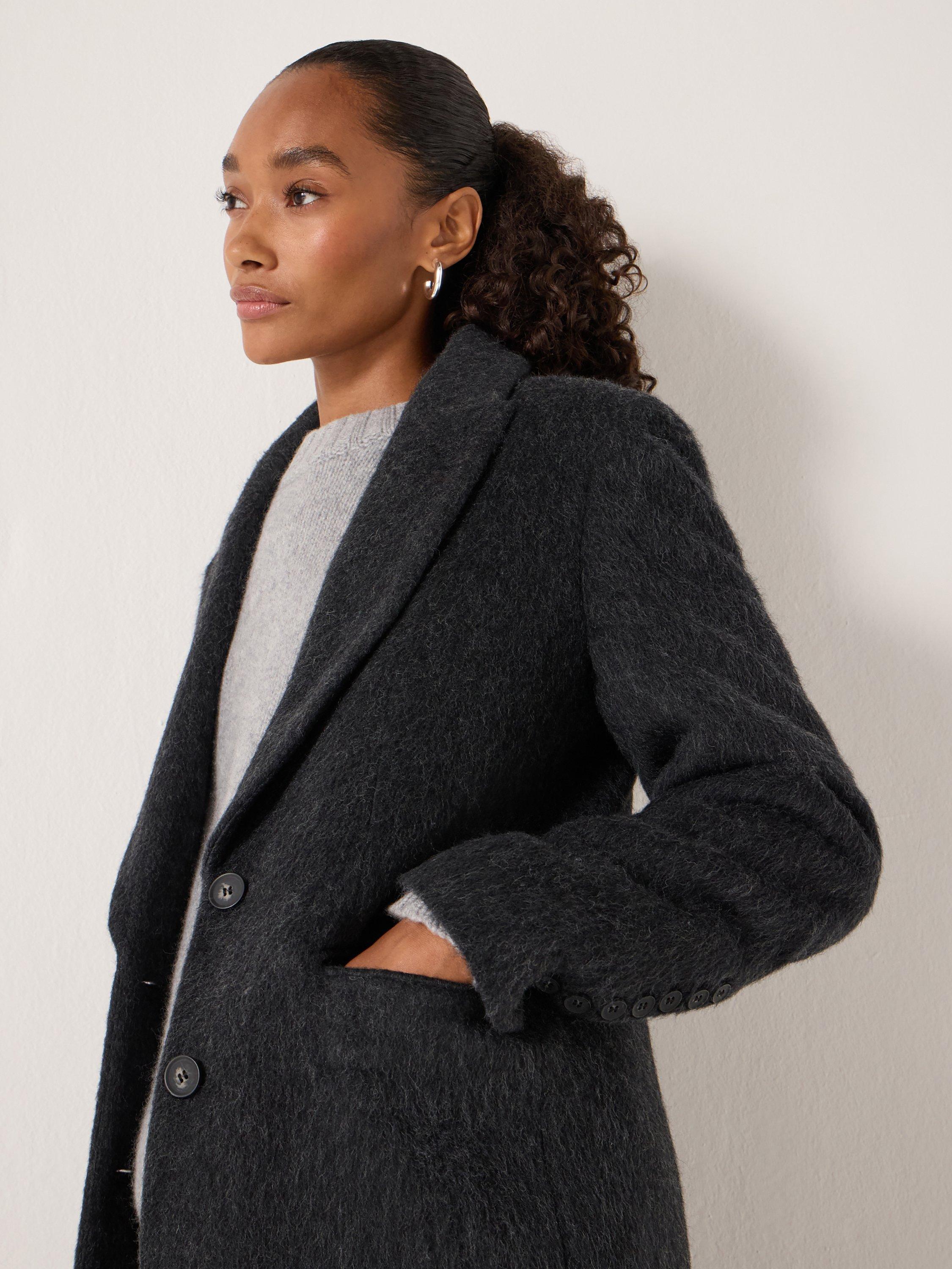 Product image 3 of 6, which shows HUSH Meridah Italian Wool Blend Coat, Blackened Pearl, 10