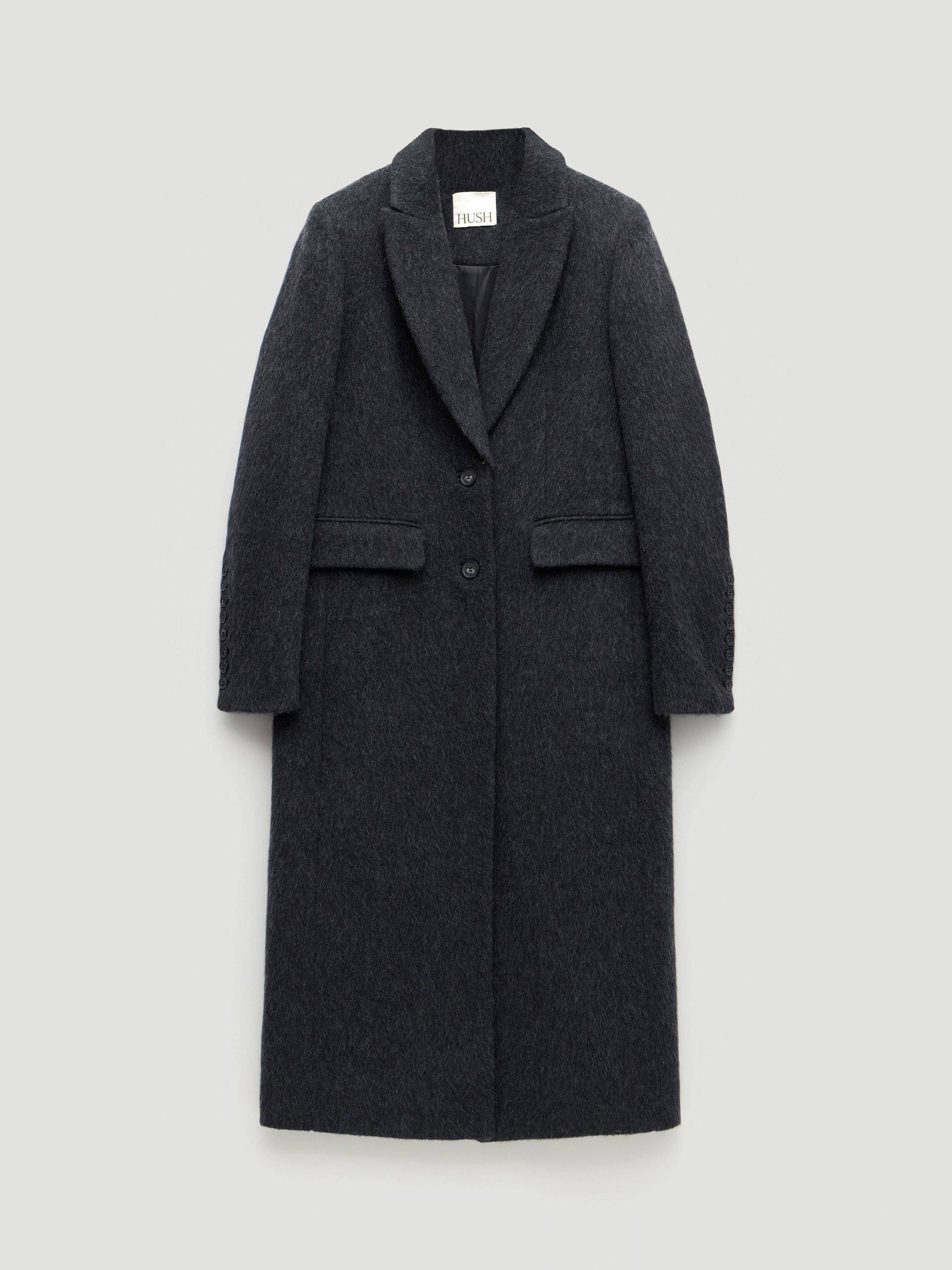Product image 4 of 6, which shows HUSH Meridah Italian Wool Blend Coat, Blackened Pearl, 10