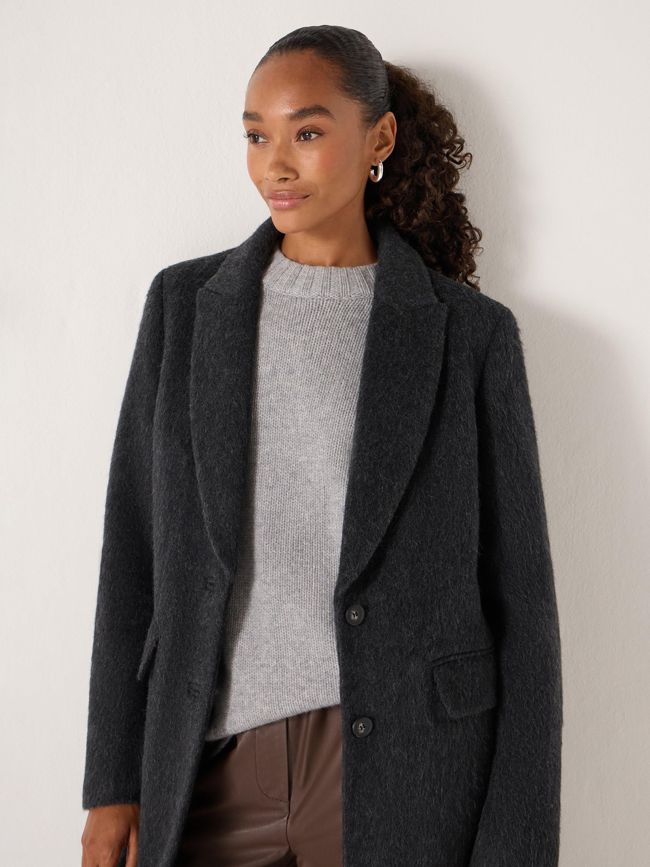Product image 5 of 6, which shows HUSH Meridah Italian Wool Blend Coat, Blackened Pearl, 10