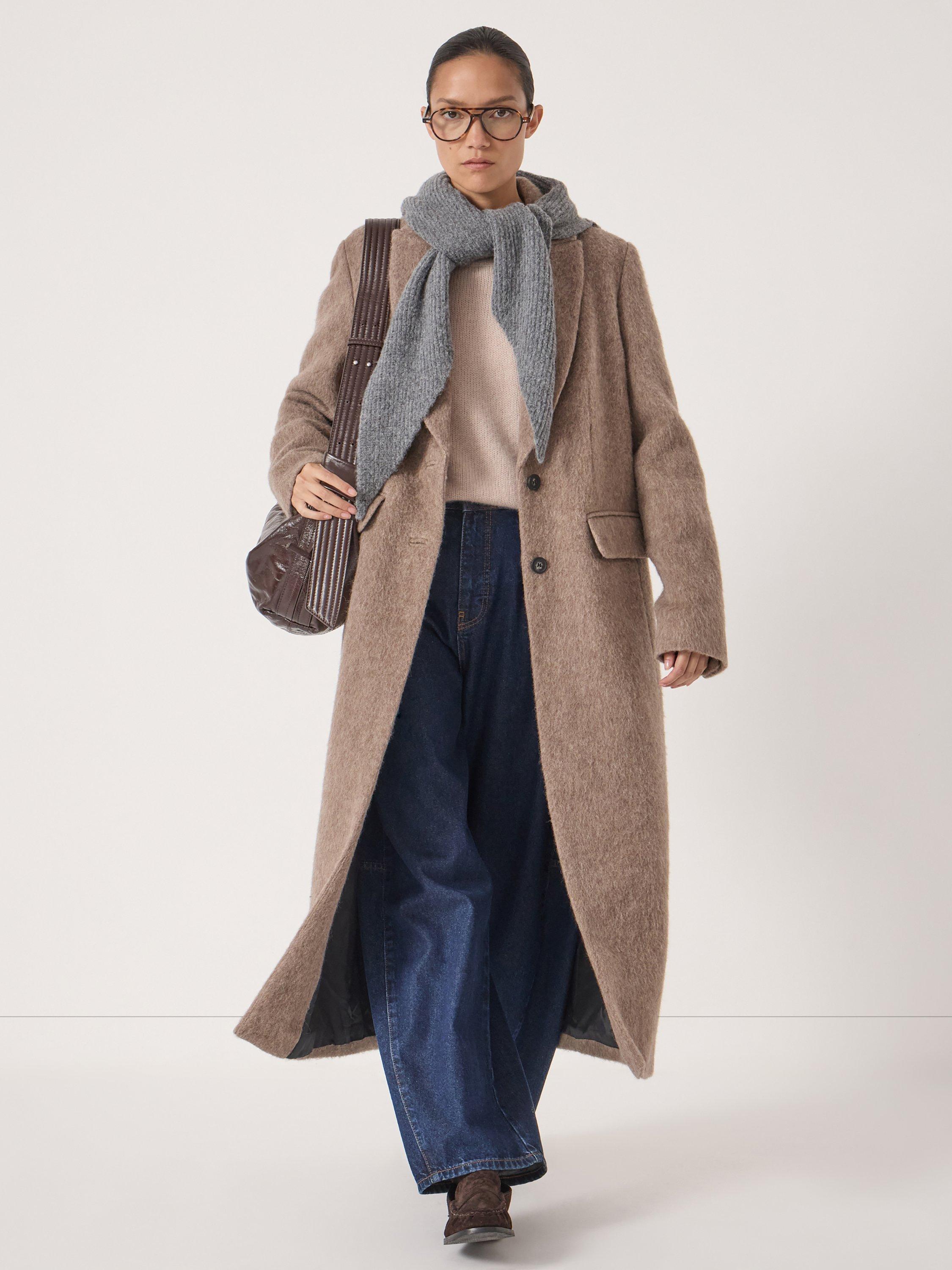 Product image 1 of 7, which shows HUSH Meridah Italian Wool Blend Coat, Oatmeal Grey, 4