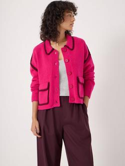 HUSH Whipstitch Wool Blend Jacket, Magenta Pink
