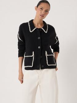 HUSH Whipstitch Wool Blend Jacket, Black