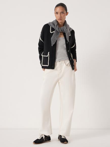 HUSH Whipstitch Wool Blend Jacket - view 2, Black