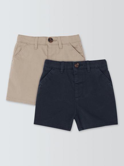 John Lewis Heirloom Collection Baby Chino Shorts, Pack of 2, Dark Sapphire/Humus, Dark Sapphire/Humus