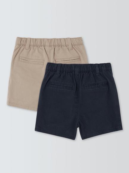 John Lewis Heirloom Collection Baby Chino Shorts, Pack of 2, Dark Sapphire/Humus - view 2, Dark Sapphire/Humus